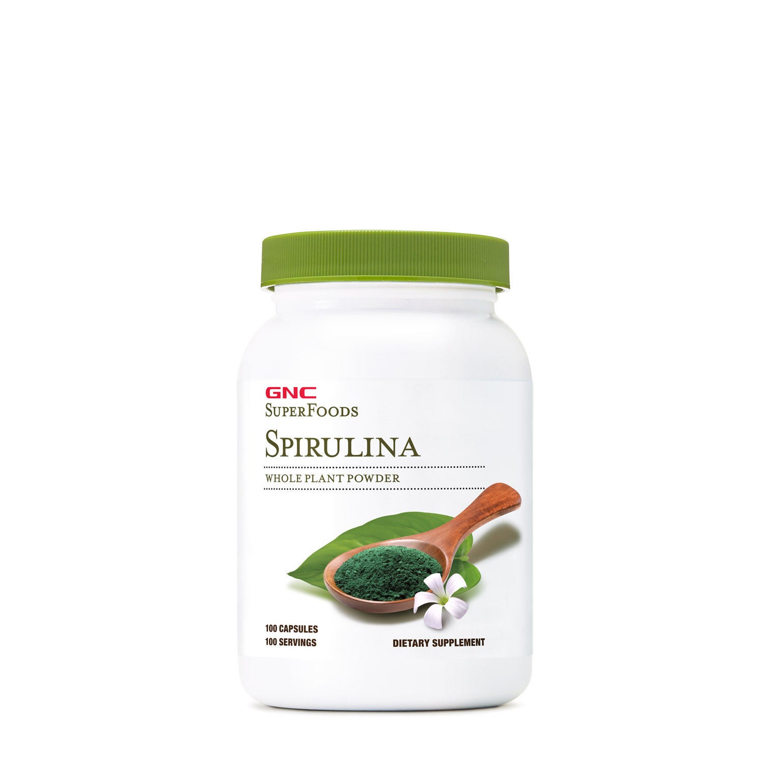 Spirulina Whole Plant Powder Capsules 100 Capsules (100 Servings) GNC